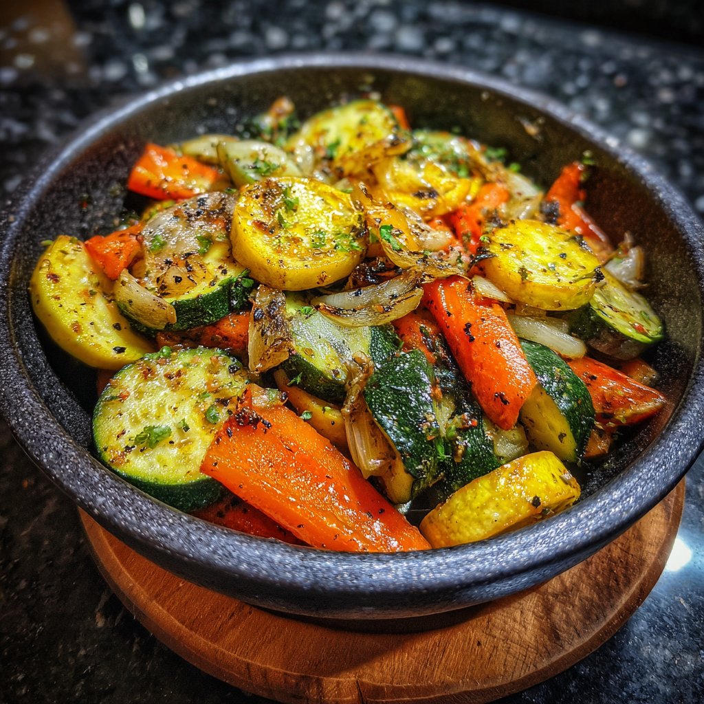 Gemüsepfanne mit Zucchini und Knoblauch