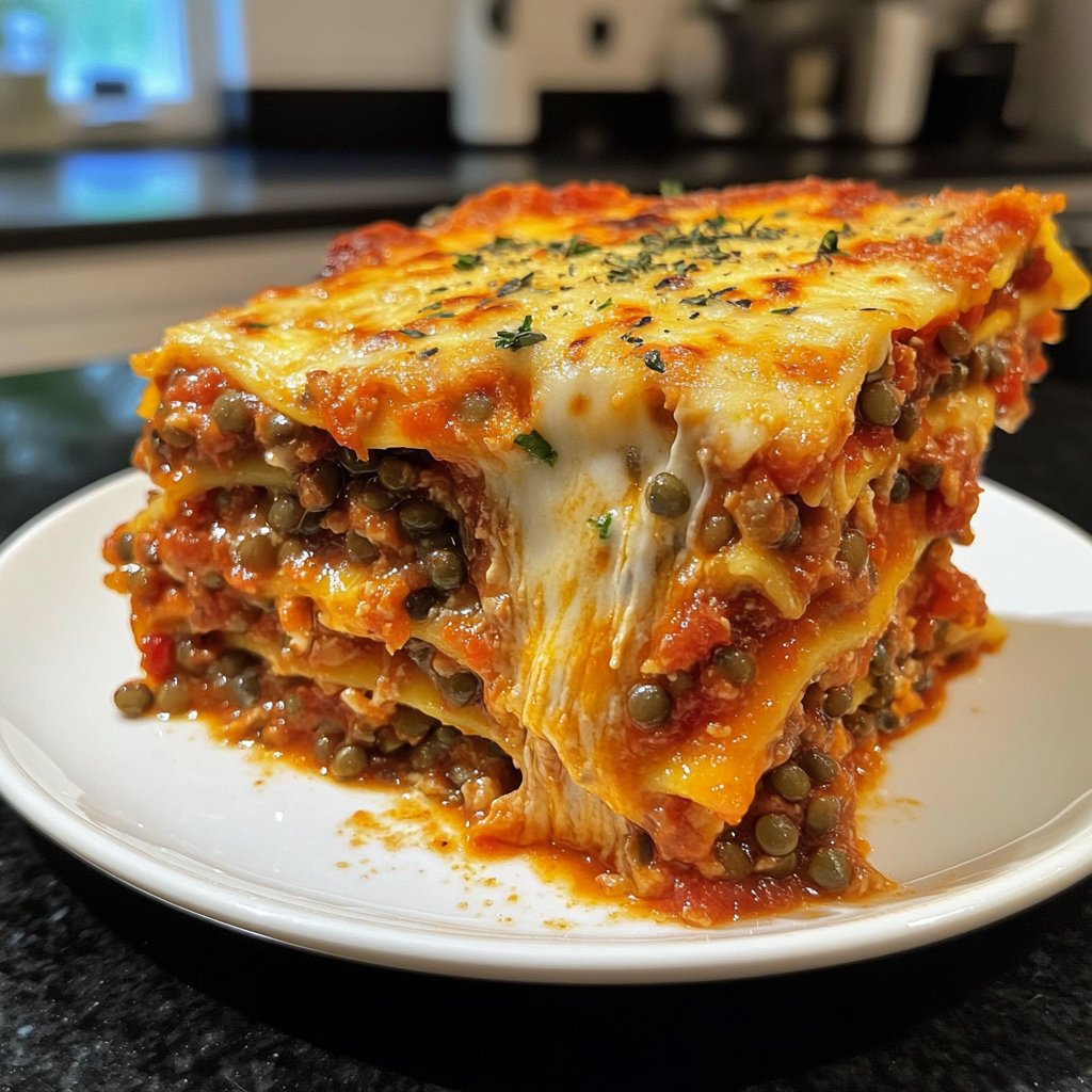 Lasagne mit Tomaten-Linsen-Sauce