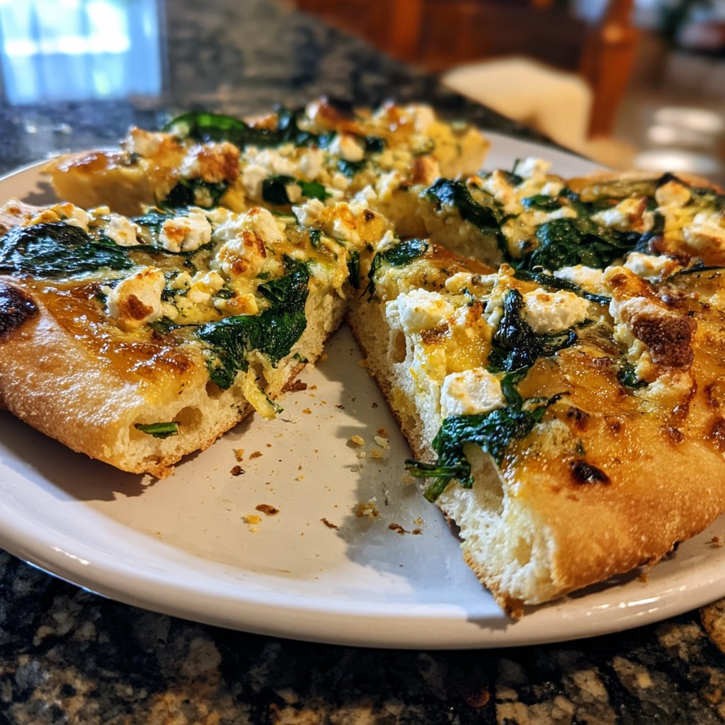 Pizza mit Spinat und Feta