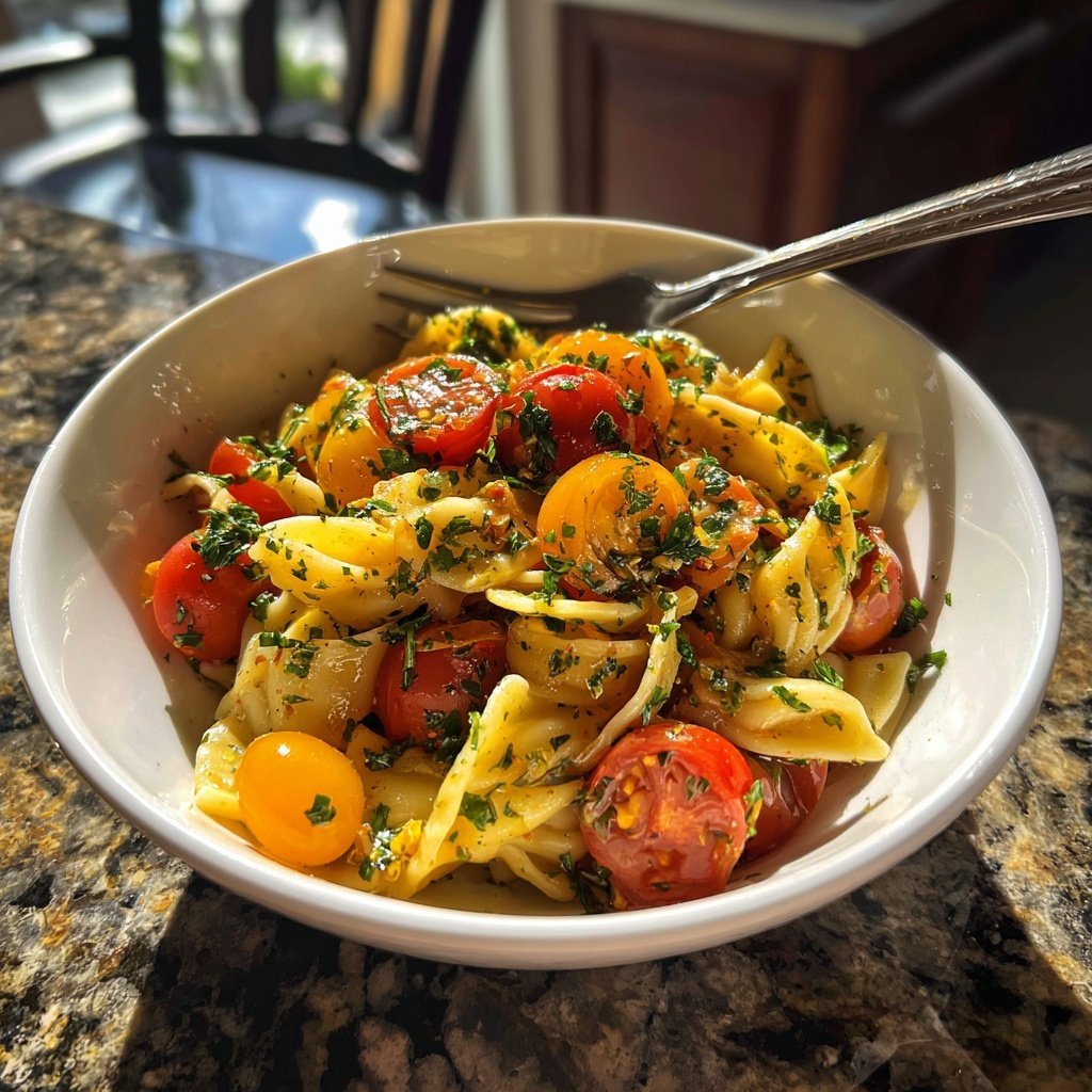 Mediterraner Nudelsalat Mit Petersilie