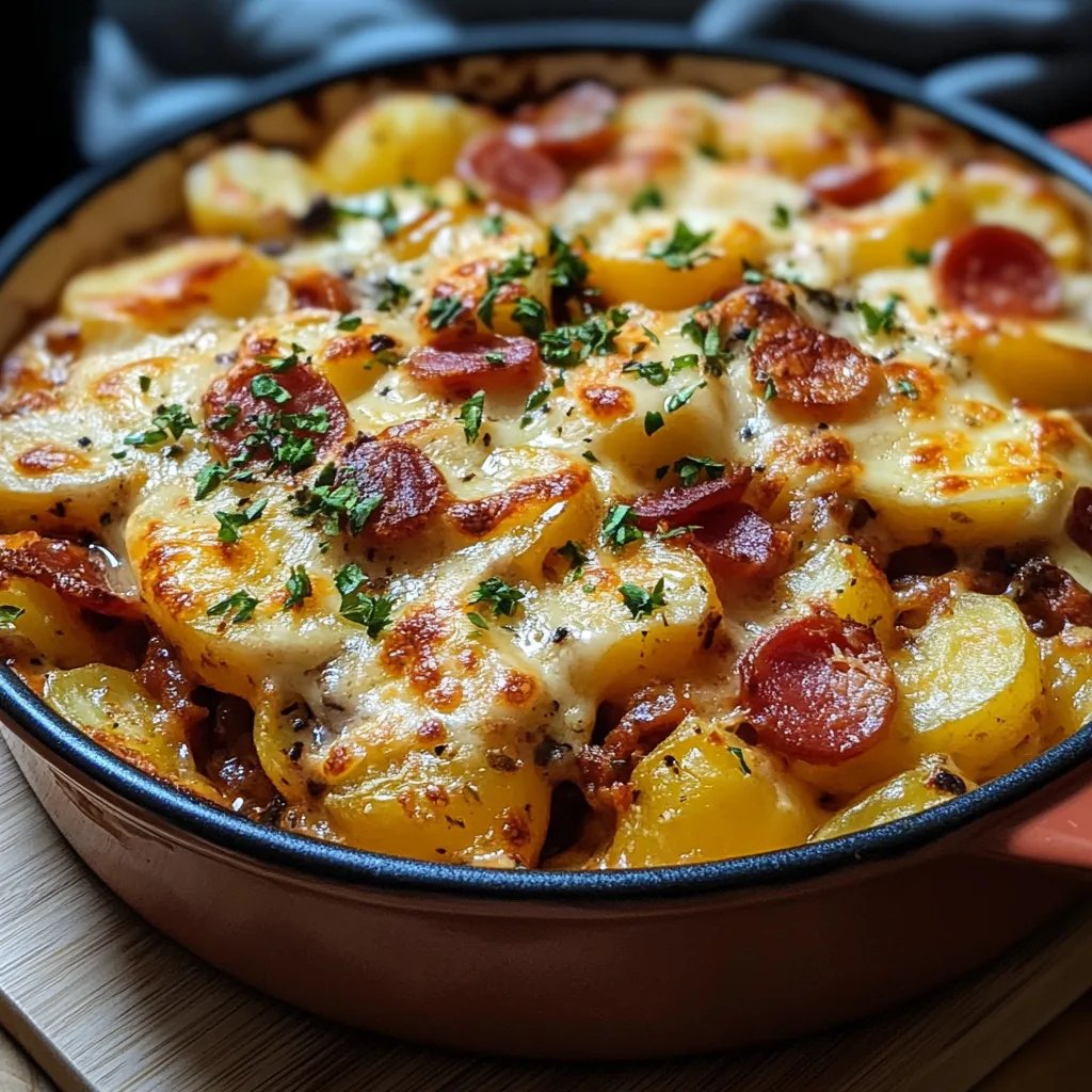 Gratin Rustique de Pommes de Terre au Chorizo et Béchamel de Tomate