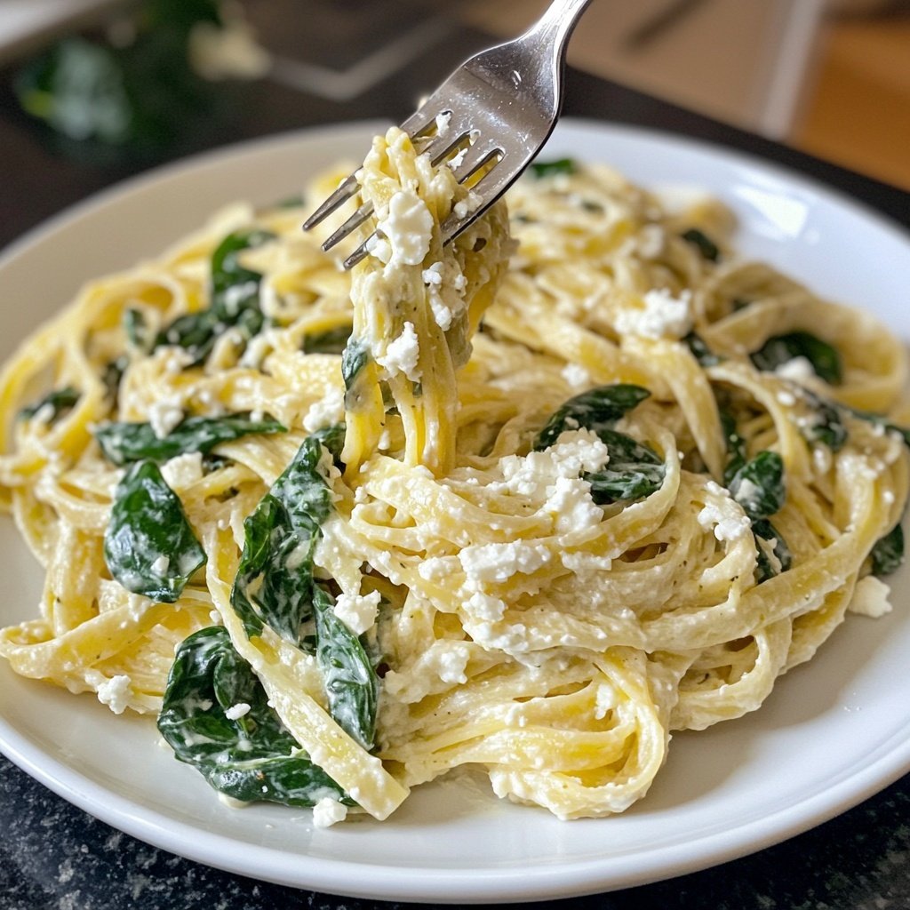 Pasta mit Spinat und Feta